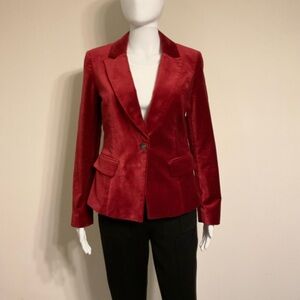 White House Black Market Velvet Blazer~Size 4~Indulgent Red~EUC!